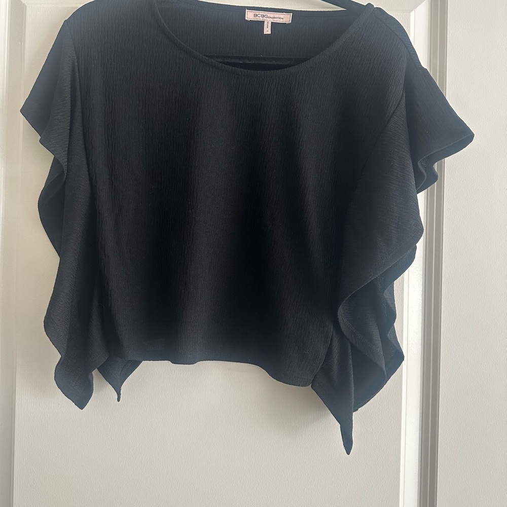 BCBGeneration Black Flutter Sleeve Blouse